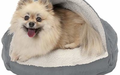 Furhaven Pet Dog Bed – Orthopedic Round Cuddle Nest Faux Sheepskin Snuggery Blanket Burrow Pet Bed with Removable Cover for Dogs and Cats, Gray, 18-Inch