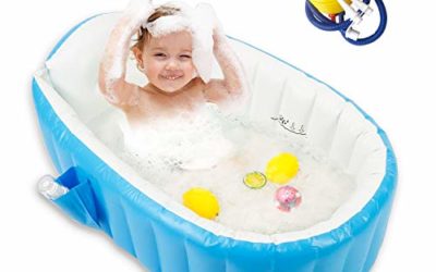 Baby Inflatable Bathtub, Portable Bathtub Infant Toddler Non Slip Bathing Tub Travel Bathtub Mini Air Swimming Pool Kids Thick Foldable Shower Basin Bath seat (Blue)