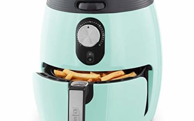 DASH DMAF355GBAQ02 Deluxe Electric Air Fryer + Oven Cooker with Temperature Control, Non Stick Fry Basket, Recipe Guide + Auto Shut off Feature, 3qt, Aqua