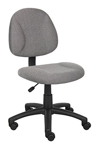 Boss Office Products Perfect Posture Delux Fabric Task Chair without Arms in Grey