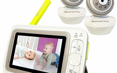 Moonybaby Split 60-2 Video Baby Monitor 2 Cameras, Split Screen, Pan Tilt Zoom, Extended 12hrs Battery Life, 4.3 Inches Large Monitor, Night Vision, 2 Way Talk Back, Long Range, Wide View