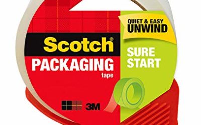 Scotch Sure Start Shipping Tape with Dispenser, 1.88 in. x 38.2 yd., Clear, 1 Dispenser/Pack