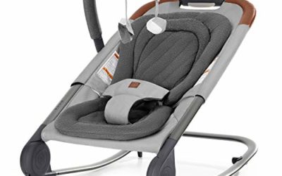 born free KOVA Baby Bouncer – Baby Rocker with Two Modes of Use, Removable Toys and Compact Fold for Storage or Travel – Easy to Clean, Machine Washable Fabrics, Grey