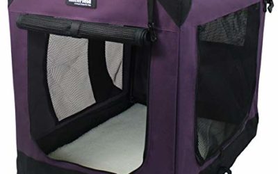 EliteField 3-Door Folding Soft Dog Crate, Indoor & Outdoor Pet Home, Multiple Sizes and Colors Available (42" L x 28" W x 32" H, Purple)