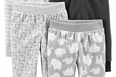 Simple Joys by Carter's Baby 4-Pack Neutral Fleece Pants, Animal Print/Grey, 18 Months