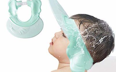 Baby Shower Cap Visor with Ear Protection for Bathing Washing Hair, Maydolly Adjustable Safe Waterproof Shampoo Shower Cap for Toddler, Kids, Girls, Boys, Children, Green