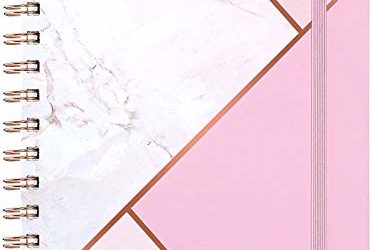 Planner 2021 – Weekly & Monthly Planner with Tabs, 6.3" x 8.4", Hardcover with Thick Paper + Back Pocket + Banded, Twin-Wire Binding – Pink Marble