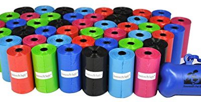 Downtown Pet Supply 960 Pet Waste Bags, Dog Waste Bags, Bulk Poop Bags with Leash Clip and Bone Bag Dispenser – (960 Bags, Rainbow of Colors)