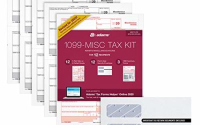 Adams 1099 MISC Forms 2020, Tax Kit for 12 Recipients, 5-Part Laser 1099 Forms, 3 1096, Self Seal Envelopes & Tax Forms Helper Online (TXA12520-MISC)