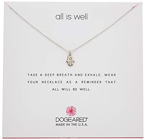 Dogeared Reminders- "All is Well" Sterling Silver Hamsa Charm Necklace, 16"+2" Extender