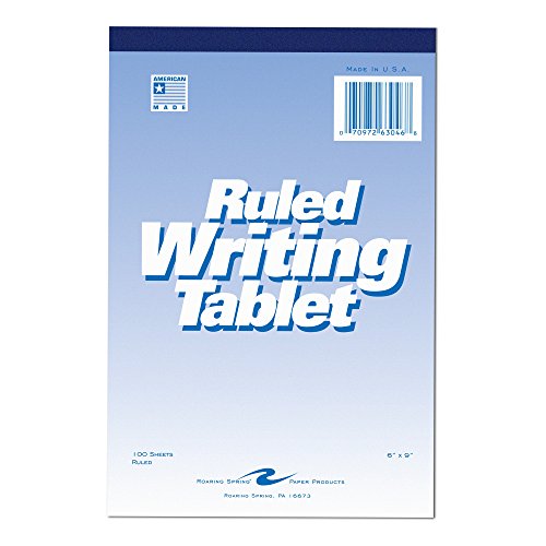 Roaring Spring Paper Products Writing Tablet, 6 x 9 Inches, 100 Sheets, Wide, White (ROA63046)