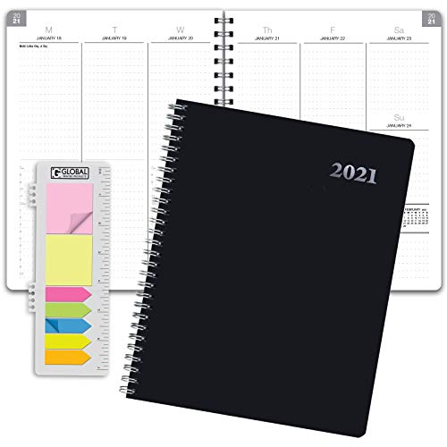 2021 Planner 8.5"x11" Monthly & Weekly – 14 Months (November 2020 Through December 2021) – Professional, Simple, Easy-to-Use Design. Black Vinyl Covers for Extra Protection