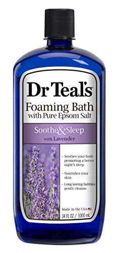 Dr Teal’s Foaming Bath with Pure Epsom Salt, Soothe & Sleep with Lavender, 34 Ounces