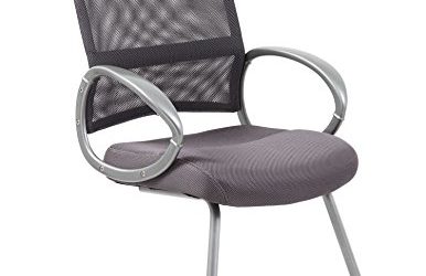 Boss Office Products Mesh Back Guest Chair with Pewter Finish in Charcoal Grey