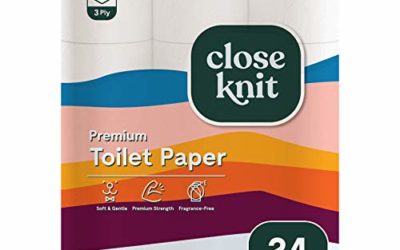 CloseKnit | Toilet Paper | 3-Ply | 24 Premium Rolls | Cushion Soft | Extra Strength and Absorbent | 237 Sheets | Bath Tissue