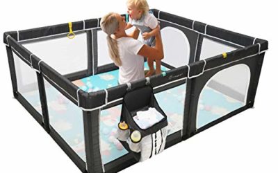 Yobest Halloween Baby Playpen, Extra Large Playard Kit Includes Play Mat x 1, Ocean Ball x 50, Hanging Diaper Caddy x 1, Indoor Outdoor Kids Activity Center, Portable Infants Fences with Gate