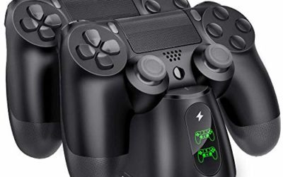 PS4 Controller Charger, BEBONCOOL PS4 Wireless Charger Dual USB Fast Charging for Sony Playstation 4/PS4/ Pro /PS4 Slim Controller, Charging Station with LED Indicator for DualShock 4, Black