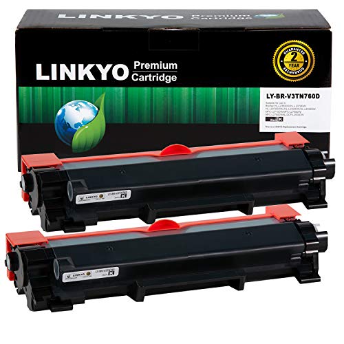 LINKYO Compatible Toner Cartridge Replacement for Brother TN760 TN730 (2-Pack, High Yield, Design V3)