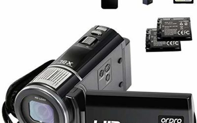 ORDRO Video Camera FHD 1080P 30FPS Camcorder HDV-F5 with 16GB SD Card Digital YouTube Vlogging Camera Recorder 24MP 3.0 Inch 270° Rotation LCD 16X Digital Zoom Camcorder, 2 Batteries