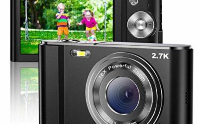 Digital Camera 2.7K Mini Video Camera Full HD 44MP 2.88 Inch LCD Screen 16X Digital Zoom Compact Pocket Rechargeable Small Students Cameras, Gift for Teens, Kids, Beginners, Adults, 2 Batteries