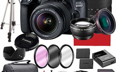 Canon EOS 4000D DSLR Camera with 18-55mm f/3.5-5.6 Zoom Lens, 64GB Memory,Case, Tripod and More (28pc Bundle)