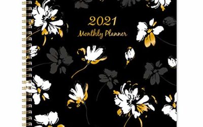 2021 Monthly Planner – 12-Month Planner with Tabs & Double Side Pocket & Label, Contacts and Passwords, Floral Calendar Planners, Jan 2021 – Dec 2021, 9"x 11", Twin-Wire Binding