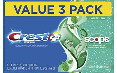 Crest + Scope Complete Whitening Toothpaste, Minty Fresh, 5.4 oz, Pack of 3