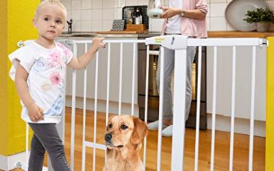 Baby Gates for Doorways and Stairs Dog Gates for The House,30-51.5 inches – Indoor Safety Gates for Kids or Pets with Walk Through Door,Extra Wide Metal Gate Pressure Mount Auto Close