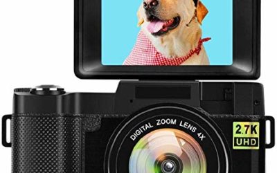 Digital Camera Vlogging Camera with Flip Screen for YouTube 24MP 3.0 Inch 2.7K Camera with Retractable Flashlight… (Black)