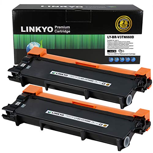 LINKYO Compatible Toner Cartridge Replacement for Brother TN660 TN630 (2-Pack, High Yield, Design V3)