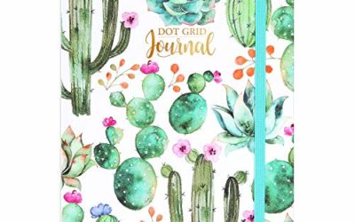 Dotted Grid Notebook/Journal – Dot Grid Hard Cover Notebook, Premium Thick Paper with Fine Inner Pocket, 5''&times;8.25'', Cactus Pattern