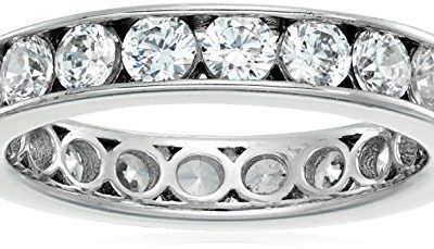 Platinum-Plated Sterling Silver Swarovski Zirconia Channel Set All-Around Band Ring (2 cttw), Size 6