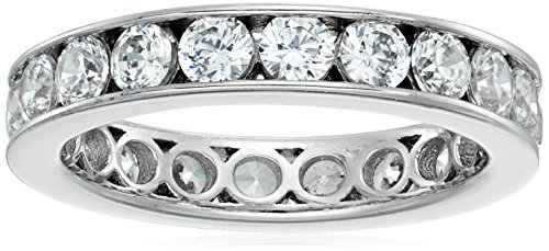 Platinum-Plated Sterling Silver Swarovski Zirconia Channel Set All-Around Band Ring (2 cttw), Size 6