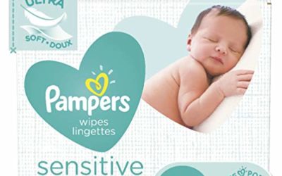 Baby Wipes, Pampers Sensitive Water Based Baby Diaper Wipes, Hypoallergenic and Unscented, 6 Pop-Top Packs, 336 Total Wipes (Packaging May Vary)