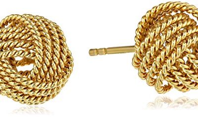 Amazon Essentials Yellow Gold Plated Sterling Silver Twisted Love Knot Stud Earrings