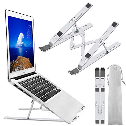 Laptop Stand, Laptop Holder Riser Computer Stand, Adjustable Aluminum Foldable Portable Notebook Stand, Compatible with MacBook Air Pro, HP, Lenovo, Dell, More 10-15.6” Laptops and Tablets (Silver)