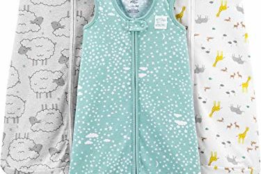 Simple Joys by Carter's Baby 3-Pack Cotton Sleeveless Sleepbag Wearable Blanket, Animals/Sheep, 6-9 Months