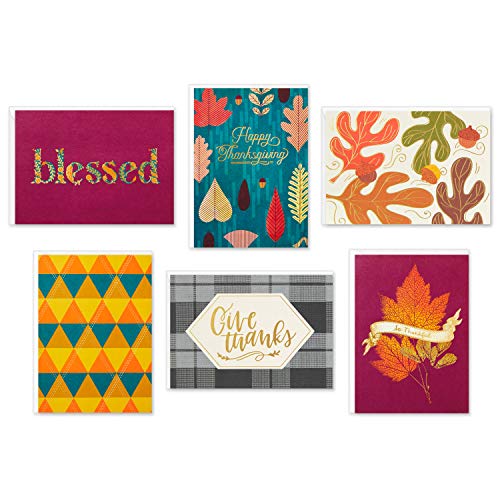 Hallmark Thanksgiving Cards Assortment, Give Thanks (24 Assorted Seasonal and Blank Cards with Envelopes)