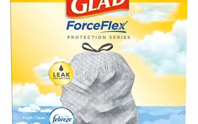 Glad ForceFlex Tall Kitchen Drawstring Trash Bags – 13 Gallon Trash Bag, Fresh Clean scent with Febreze Freshness – 110 Count (Package May Vary)