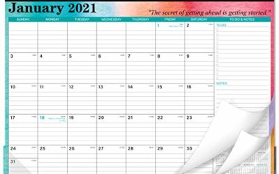 2021 Desk Calendar – Desk Calendar 2021 with to-do & Notes and Julian Date, Jan 2021 – Dec 2021, 17&rdquo;x 12&rdquo;, Thick Paper with Colorful Background Pattern