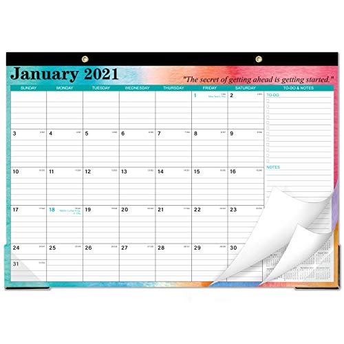 2021 Desk Calendar – Desk Calendar 2021 with to-do & Notes and Julian Date, Jan 2021 – Dec 2021, 17”x 12”, Thick Paper with Colorful Background Pattern