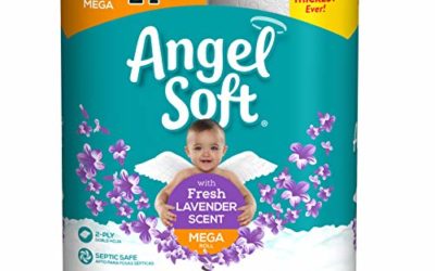 Angel Soft Toilet Paper with Fresh Lavender Scented Tube, 6 Mega Rolls = 24 Regular Rolls, 390+ 2-Ply Sheets Per Roll
