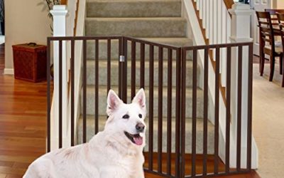 PETMAKER Wooden Pet Gate- Tall Freestanding 3-Panel Indoor Barrier Fence, Lightweight & Foldable for Dogs, Puppies, Pets- 54 X32 (Dark Brown)