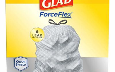 Glad ForceFlex Tall Kitchen Drawstring Trash Bags 13 Gallon Grey Trash Bag, Unscented 80 Count (Package May Vary)