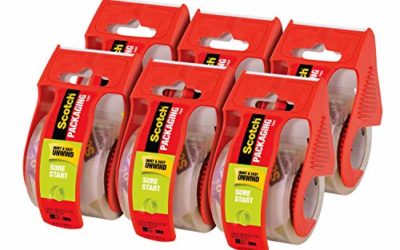 Scotch Sure Start Shipping Packaging Tape, 1.88"x 22.2 yd, 1.5" Core, Easy Start Every Time, 6 Dispensered Rolls (145-6)