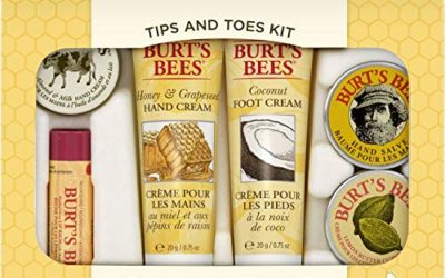 Burt's Bees Tips and Toes Kit Gift Set, 6 Travel Size Products in Gift Box – 2 Hand Creams, Foot Cream, Cuticle Cream, Hand Salve and Lip Balm