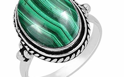 Malachite Ring Size 7 925 Silver Overlay Vintage Style Handmade Solitaire Ring