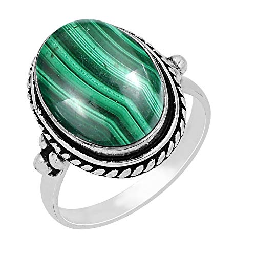 Malachite Ring Size 7 925 Silver Overlay Vintage Style Handmade Solitaire Ring