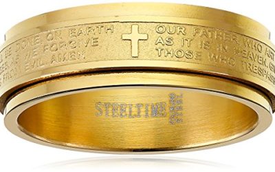Men's Stainless Steel 18 K Gold Plated Father of Lord Spinner Ring, Size 12