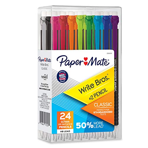 Paper Mate Mechanical Pencils, Write Bros. Classic #2 Pencil, Great for Standardized Testing, 0.7mm, 24 Count